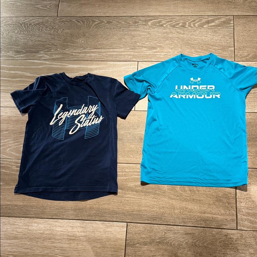 Under Armour Kids Blue and Navy Graphic Tees (LR)